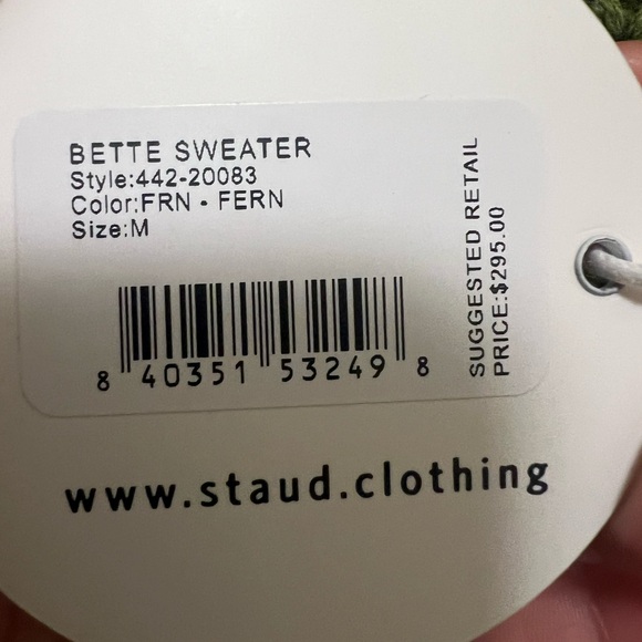 STAUD Bette Green Turtleneck Sleeveless Sweater Size M - Picture 5 of 6